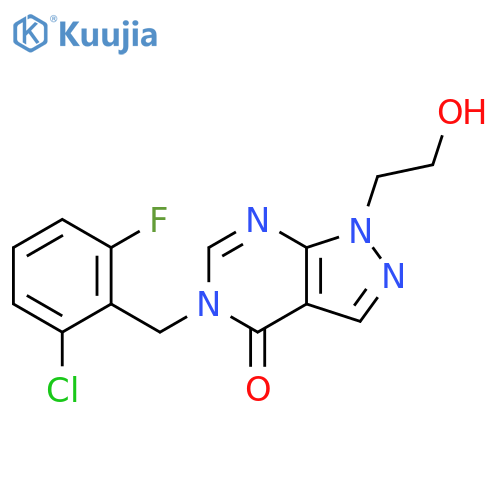 5-(2-chloro-6-fluorophenyl)methyl-1-(2-hydroxyethyl)-1H,4H,5H-pyrazolo3,4-dpyrimidin-4-one structure