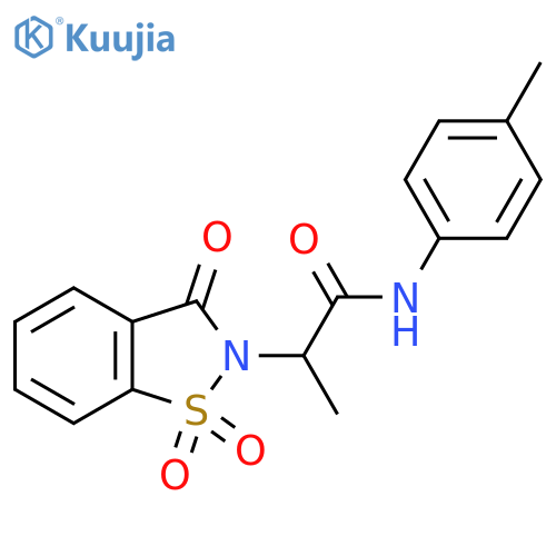 N-(4-methylphenyl)-2-(1,1,3-trioxo-2,3-dihydro-1lambda6,2-benzothiazol-2-yl)propanamide structure
