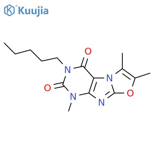 1,6,7-trimethyl-3-pentyl-1H,2H,3H,4H-1,3oxazolo3,2-gpurine-2,4-dione structure