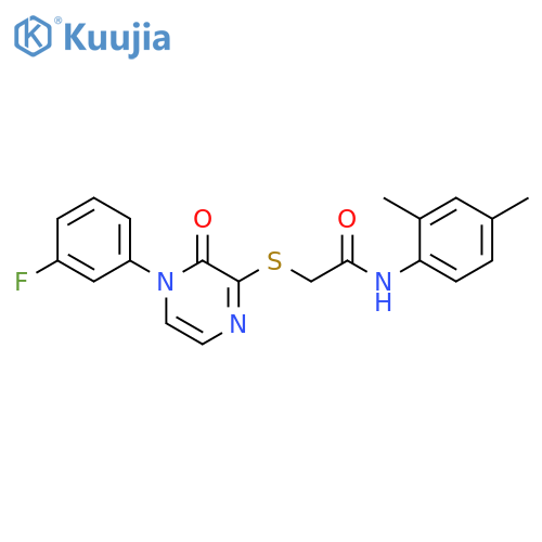 N-(2,4-dimethylphenyl)-2-{4-(3-fluorophenyl)-3-oxo-3,4-dihydropyrazin-2-ylsulfanyl}acetamide structure