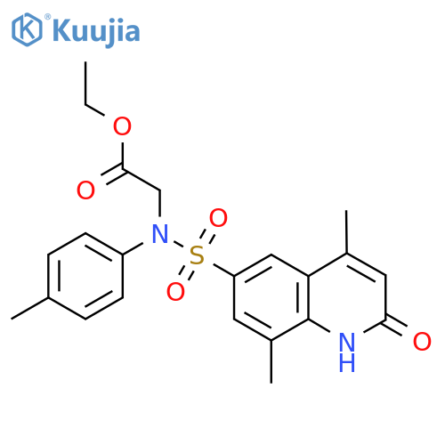 ethyl 2-N-(4-methylphenyl)4,8-dimethyl-2-oxo-1,2-dihydroquinoline-6-sulfonamidoacetate structure