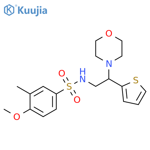 4-methoxy-3-methyl-N-2-(morpholin-4-yl)-2-(thiophen-2-yl)ethylbenzene-1-sulfonamide structure