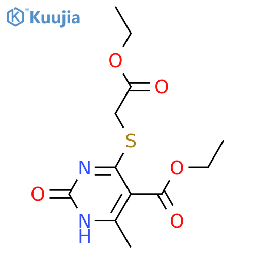 ethyl 4-(2-ethoxy-2-oxoethyl)sulfanyl-6-methyl-2-oxo-1,2-dihydropyrimidine-5-carboxylate structure