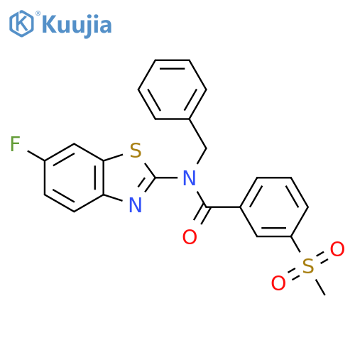 N-benzyl-N-(6-fluoro-1,3-benzothiazol-2-yl)-3-methanesulfonylbenzamide structure