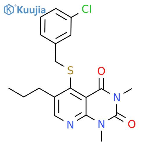 5-{(3-chlorophenyl)methylsulfanyl}-1,3-dimethyl-6-propyl-1H,2H,3H,4H-pyrido2,3-dpyrimidine-2,4-dione structure