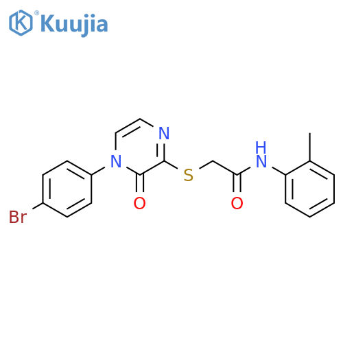 2-{4-(4-bromophenyl)-3-oxo-3,4-dihydropyrazin-2-ylsulfanyl}-N-(2-methylphenyl)acetamide structure