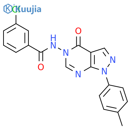 3-chloro-N-1-(4-methylphenyl)-4-oxo-1H,4H,5H-pyrazolo3,4-dpyrimidin-5-ylbenzamide structure