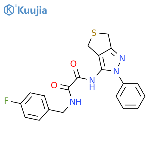 N'-(4-fluorophenyl)methyl-N-{2-phenyl-2H,4H,6H-thieno3,4-cpyrazol-3-yl}ethanediamide structure