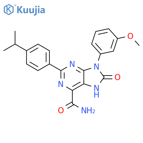 9-(3-methoxyphenyl)-8-oxo-2-4-(propan-2-yl)phenyl-8,9-dihydro-7H-purine-6-carboxamide structure