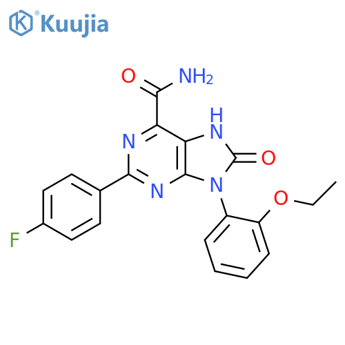 9-(2-ethoxyphenyl)-2-(4-fluorophenyl)-8-oxo-8,9-dihydro-7H-purine-6-carboxamide structure