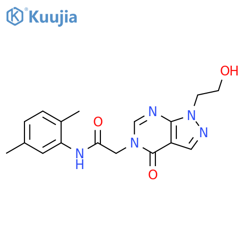 N-(2,5-dimethylphenyl)-2-1-(2-hydroxyethyl)-4-oxo-1H,4H,5H-pyrazolo3,4-dpyrimidin-5-ylacetamide structure