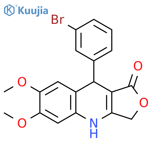 9-(3-Bromophenyl)-6,7-dimethoxy-1H,3H,4H,9H-furo[3,4-b]quinolin-1-one structure