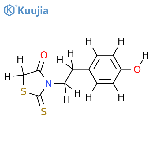 3-2-(4-hydroxyphenyl)ethyl-2-sulfanylidene-1,3-thiazolidin-4-one structure