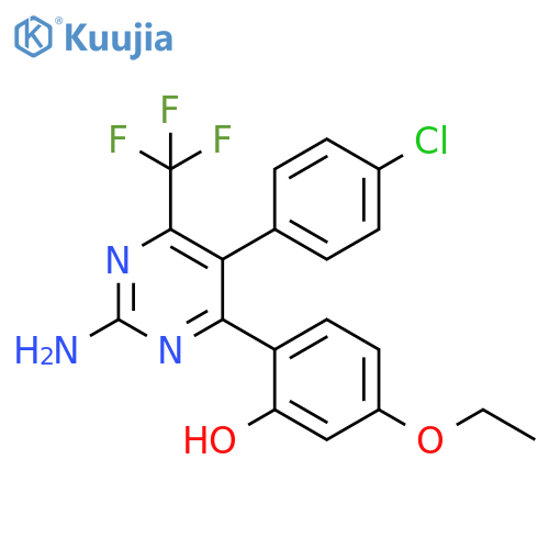 2-2-amino-5-(4-chlorophenyl)-6-(trifluoromethyl)pyrimidin-4-yl-5-ethoxyphenol structure