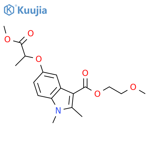 2-methoxyethyl 5-(1-methoxy-1-oxopropan-2-yl)oxy-1,2-dimethyl-1H-indole-3-carboxylate structure
