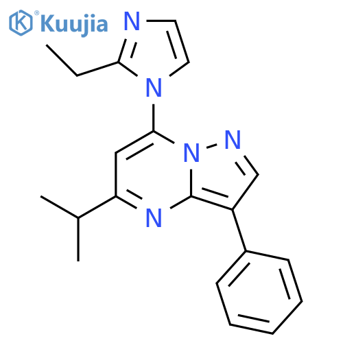 2-ethyl-1-3-phenyl-5-(propan-2-yl)pyrazolo1,5-apyrimidin-7-yl-1H-imidazole structure