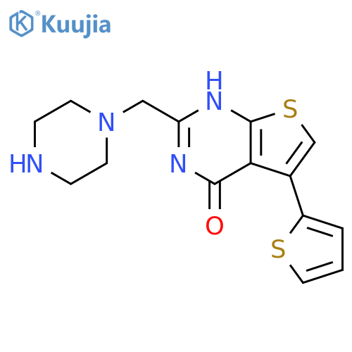 2-(piperazin-1-yl)methyl-5-(thiophen-2-yl)-3H,4H-thieno2,3-dpyrimidin-4-one structure