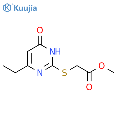 methyl 2-(4-ethyl-6-oxo-1,6-dihydropyrimidin-2-yl)sulfanylacetate structure