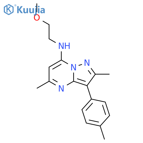 N-(2-methoxyethyl)-2,5-dimethyl-3-(4-methylphenyl)pyrazolo1,5-apyrimidin-7-amine structure