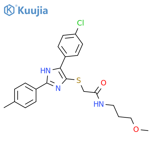 2-{5-(4-chlorophenyl)-2-(4-methylphenyl)-1H-imidazol-4-ylsulfanyl}-N-(3-methoxypropyl)acetamide structure