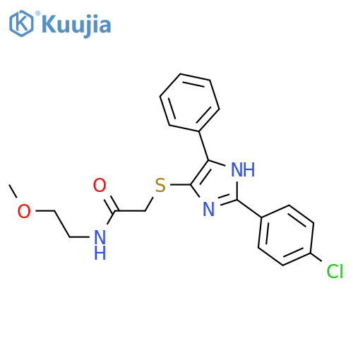 2-{2-(4-chlorophenyl)-5-phenyl-1H-imidazol-4-ylsulfanyl}-N-(2-methoxyethyl)acetamide structure