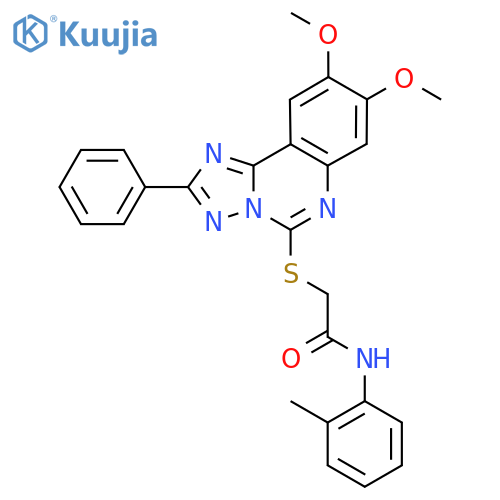 2-({8,9-dimethoxy-2-phenyl-1,2,4triazolo1,5-cquinazolin-5-yl}sulfanyl)-N-(2-methylphenyl)acetamide structure
