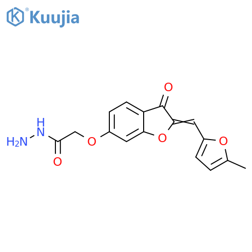 2-{(2Z)-2-(5-methylfuran-2-yl)methylidene-3-oxo-2,3-dihydro-1-benzofuran-6-yloxy}acetohydrazide structure