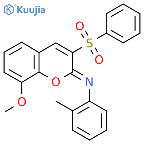 (2Z)-3-(benzenesulfonyl)-8-methoxy-N-(2-methylphenyl)-2H-chromen-2-imine structure