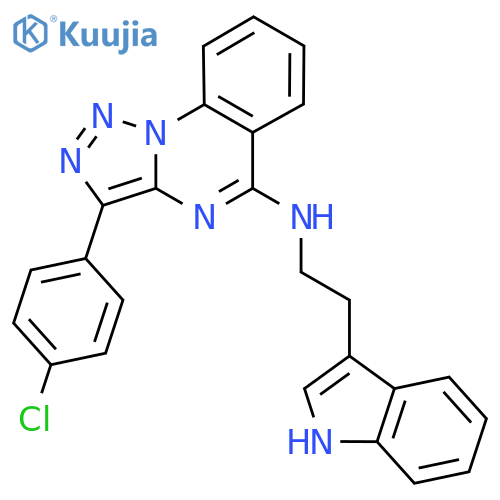 3-(4-chlorophenyl)-N-2-(1H-indol-3-yl)ethyl-1,2,3triazolo1,5-aquinazolin-5-amine structure