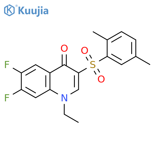 3-(2,5-dimethylbenzenesulfonyl)-1-ethyl-6,7-difluoro-1,4-dihydroquinolin-4-one structure