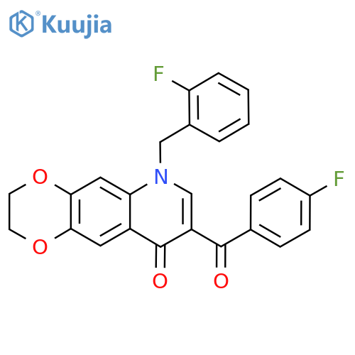 8-(4-fluorobenzoyl)-6-(2-fluorophenyl)methyl-2H,3H,6H,9H-1,4dioxino2,3-gquinolin-9-one structure