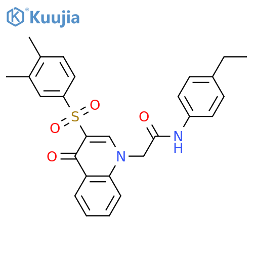 2-3-(3,4-dimethylbenzenesulfonyl)-4-oxo-1,4-dihydroquinolin-1-yl-N-(4-ethylphenyl)acetamide structure