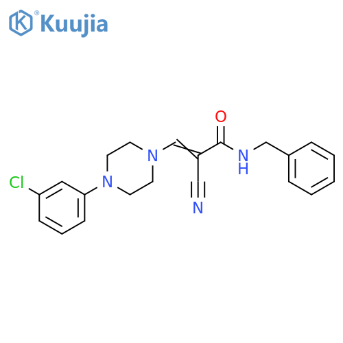 N-benzyl-3-4-(3-chlorophenyl)piperazin-1-yl-2-cyanoprop-2-enamide structure