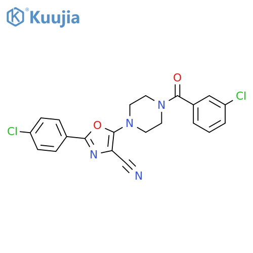 5-4-(3-chlorobenzoyl)piperazin-1-yl-2-(4-chlorophenyl)-1,3-oxazole-4-carbonitrile structure