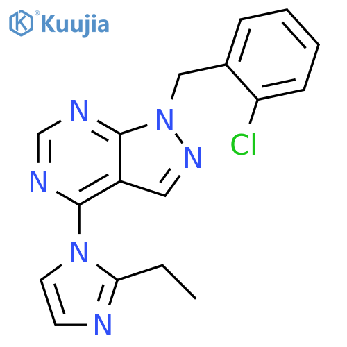 1-{1-(2-chlorophenyl)methyl-1H-pyrazolo3,4-dpyrimidin-4-yl}-2-ethyl-1H-imidazole structure