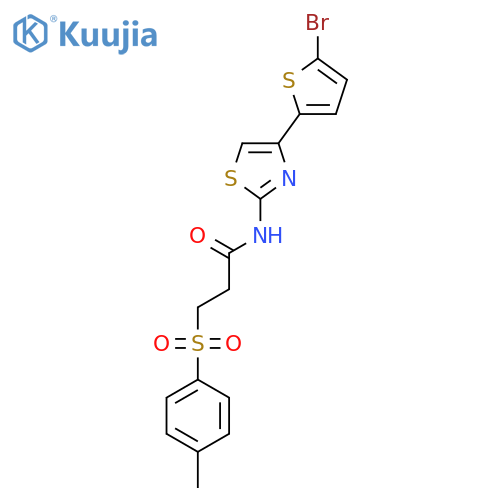 N-4-(5-bromothiophen-2-yl)-1,3-thiazol-2-yl-3-(4-methylbenzenesulfonyl)propanamide structure