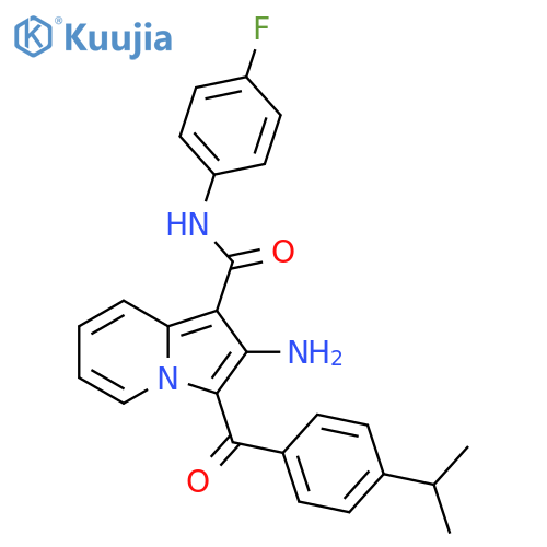 2-amino-N-(4-fluorophenyl)-3-4-(propan-2-yl)benzoylindolizine-1-carboxamide structure
