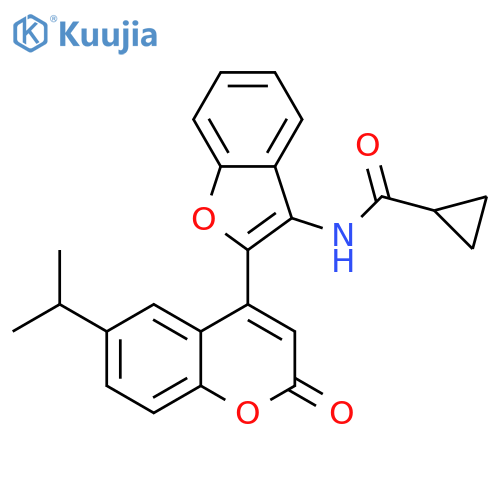 N-{2-2-oxo-6-(propan-2-yl)-2H-chromen-4-yl-1-benzofuran-3-yl}cyclopropanecarboxamide structure