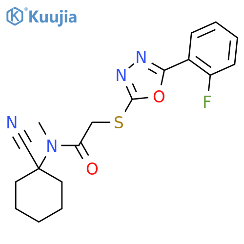 N-(1-cyanocyclohexyl)-2-{[5-(2-fluorophenyl)-1,3,4-oxadiazol-2-yl]sulfanyl}-N-methylacetamide structure