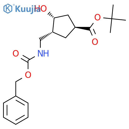 rac-tert-butyl (1R,3S,4S)-3-({(benzyloxy)carbonylamino}methyl)-4-hydroxycyclopentane-1-carboxylate structure