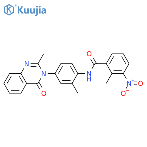 2-methyl-N-2-methyl-4-(2-methyl-4-oxo-3,4-dihydroquinazolin-3-yl)phenyl-3-nitrobenzamide structure