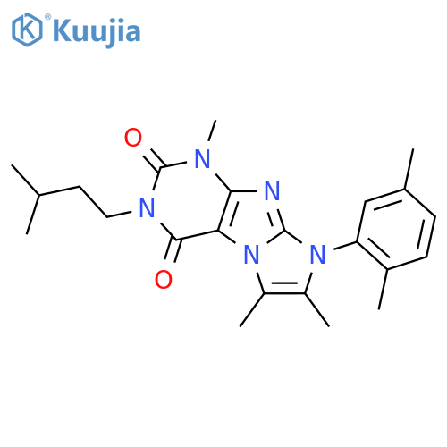 8-(2,5-dimethylphenyl)-1,6,7-trimethyl-3-(3-methylbutyl)-1H,2H,3H,4H,8H-imidazo1,2-gpurine-2,4-dione structure