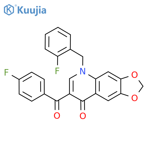7-(4-fluorobenzoyl)-5-(2-fluorophenyl)methyl-2H,5H,8H-1,3dioxolo4,5-gquinolin-8-one structure