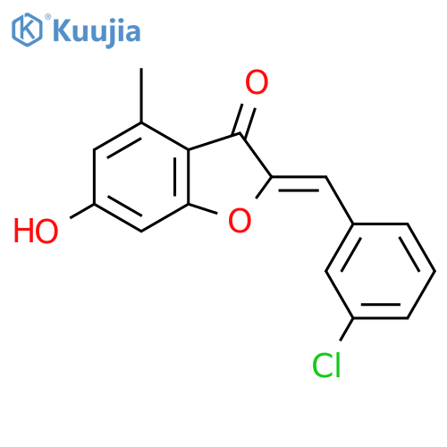 (2Z)-2-(3-chlorophenyl)methylidene-6-hydroxy-4-methyl-2,3-dihydro-1-benzofuran-3-one structure