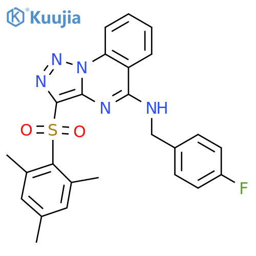 N-(4-fluorophenyl)methyl-3-(2,4,6-trimethylbenzenesulfonyl)-1,2,3triazolo1,5-aquinazolin-5-amine structure