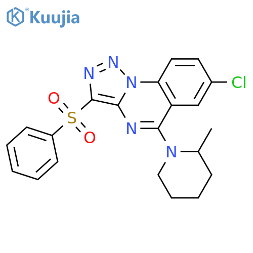 1-3-(benzenesulfonyl)-7-chloro-1,2,3triazolo1,5-aquinazolin-5-yl-2-methylpiperidine structure