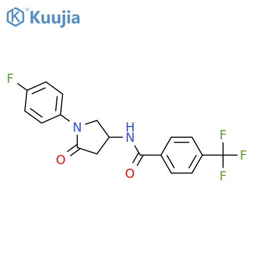 N-1-(4-fluorophenyl)-5-oxopyrrolidin-3-yl-4-(trifluoromethyl)benzamide structure