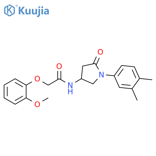 N-1-(3,4-dimethylphenyl)-5-oxopyrrolidin-3-yl-2-(2-methoxyphenoxy)acetamide structure