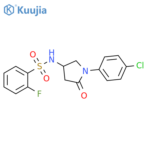 N-1-(4-chlorophenyl)-5-oxopyrrolidin-3-yl-2-fluorobenzene-1-sulfonamide structure