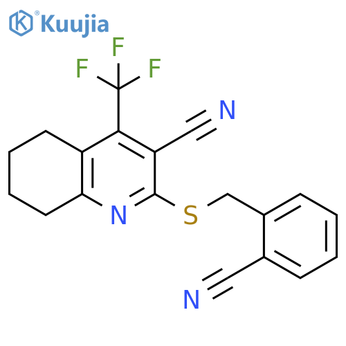 2-{(2-cyanophenyl)methylsulfanyl}-4-(trifluoromethyl)-5,6,7,8-tetrahydroquinoline-3-carbonitrile structure
